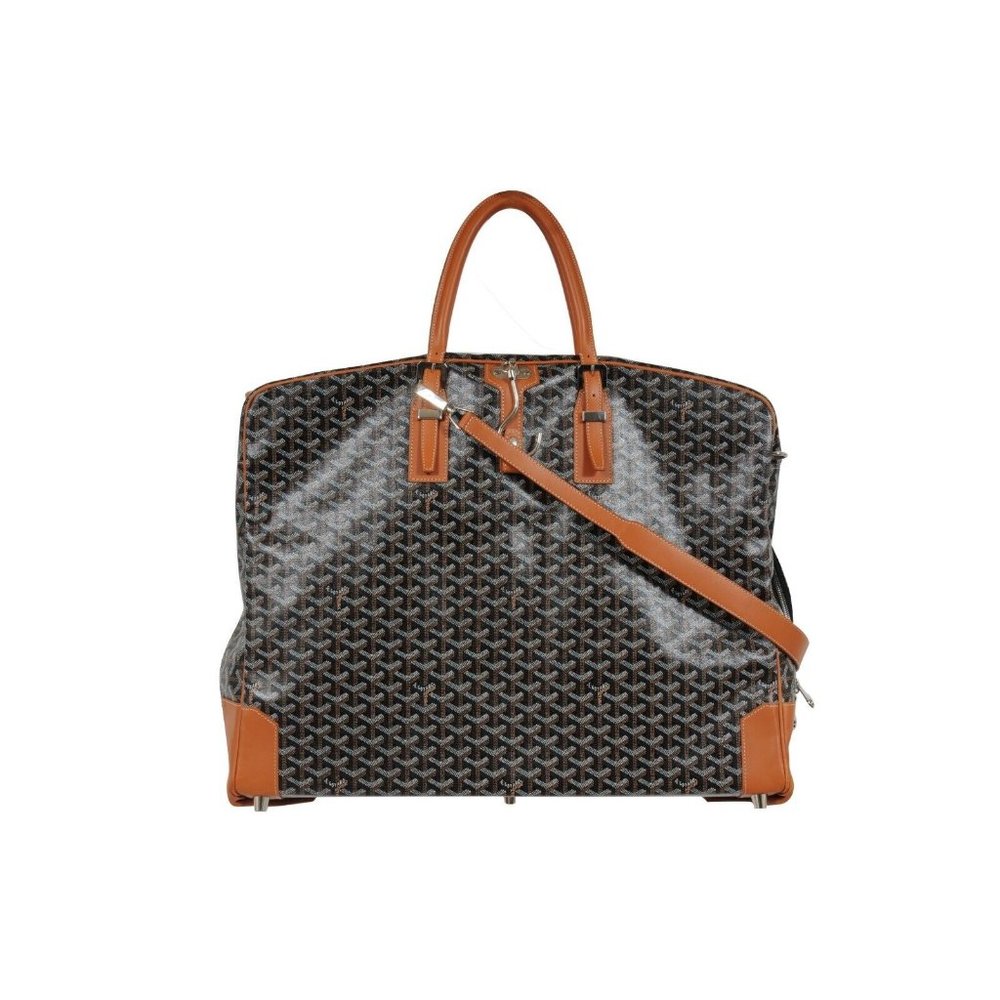 Goyard Porte Habit Garment Bag Black Brown Leather Travel Carry On Crossbody - Picture 2 of 16